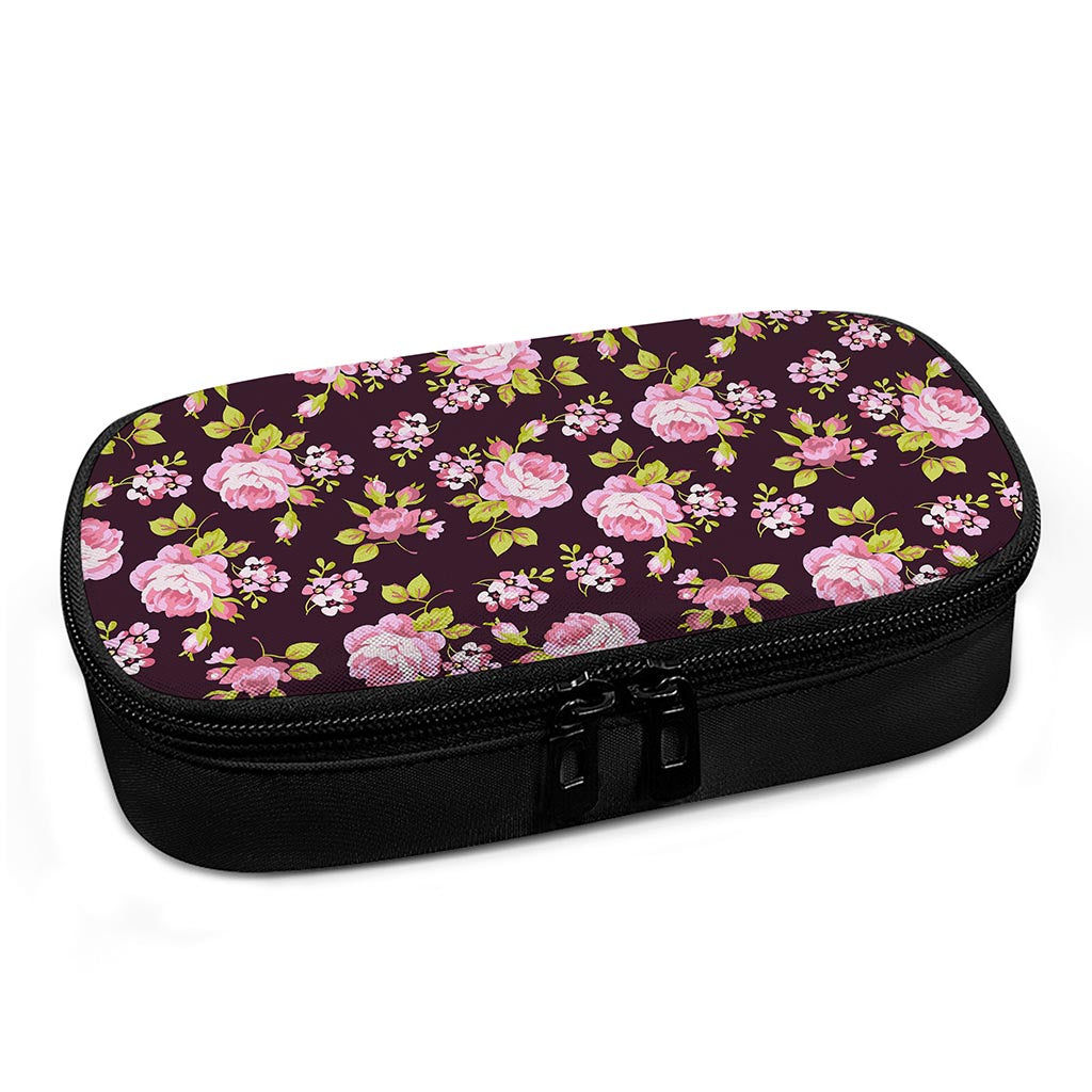 Vintage Pink Rose Floral Pattern Print Insulin Cooler Travel Case