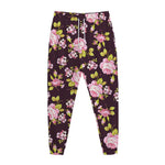 Vintage Pink Rose Floral Pattern Print Jogger Pants