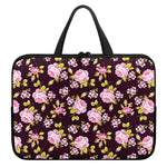 Vintage Pink Rose Floral Pattern Print Laptop Sleeve With Handle