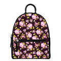 Vintage Pink Rose Floral Pattern Print Leather Backpack
