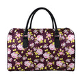 Vintage Pink Rose Floral Pattern Print Leather Duffel Bag