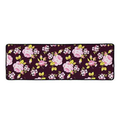Vintage Pink Rose Floral Pattern Print Long Kitchen Mat