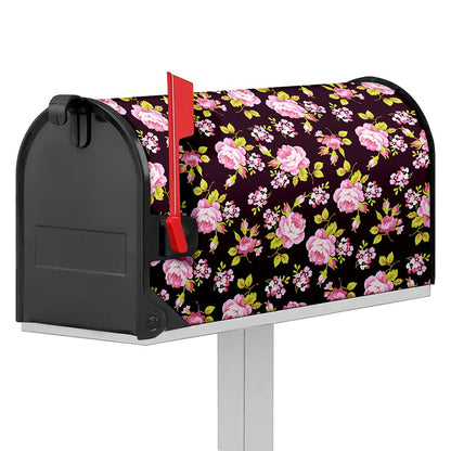 Vintage Pink Rose Floral Pattern Print Mailbox Cover