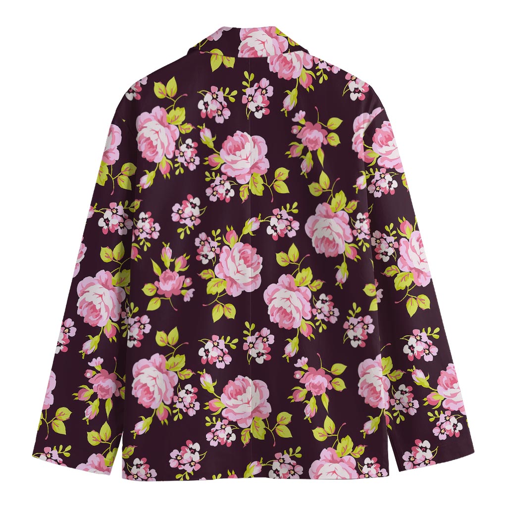Vintage Pink Rose Floral Pattern Print Men's Blazer