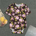 Vintage Pink Rose Floral Pattern Print Men's Bodysuit