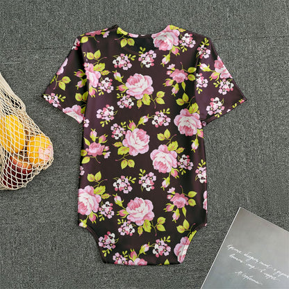 Vintage Pink Rose Floral Pattern Print Men's Bodysuit