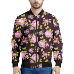 Vintage Pink Rose Floral Pattern Print Men's Bomber Jacket