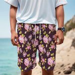Vintage Pink Rose Floral Pattern Print Men's Cargo Shorts