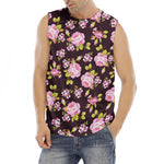 Vintage Pink Rose Floral Pattern Print Men's Fitness Tank Top