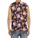 Vintage Pink Rose Floral Pattern Print Men's Fitness Tank Top