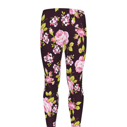 Vintage Pink Rose Floral Pattern Print Men's leggings