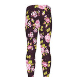 Vintage Pink Rose Floral Pattern Print Men's leggings