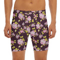 Vintage Pink Rose Floral Pattern Print Men's Long Boxer Briefs