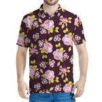 Vintage Pink Rose Floral Pattern Print Men's Polo Shirt