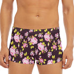 Vintage Pink Rose Floral Pattern Print Men's Short Boxer Briefs