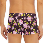 Vintage Pink Rose Floral Pattern Print Men's Short Boxer Briefs