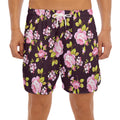 Vintage Pink Rose Floral Pattern Print Men's Split Running Shorts