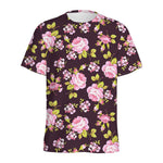 Vintage Pink Rose Floral Pattern Print Men's Sports T-Shirt