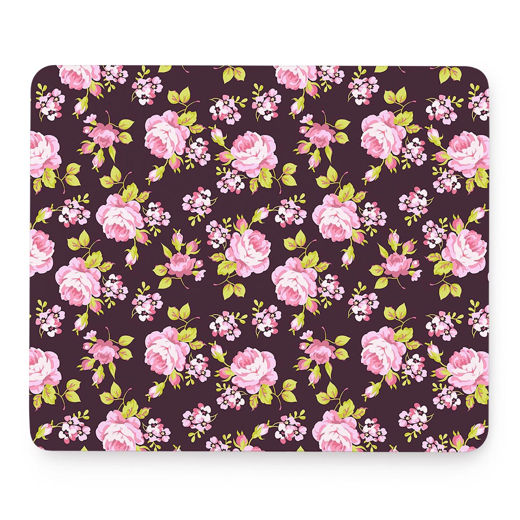 Vintage Pink Rose Floral Pattern Print Mouse Pad