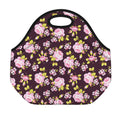 Vintage Pink Rose Floral Pattern Print Neoprene Lunch Bag