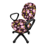 Vintage Pink Rose Floral Pattern Print Office Chair Cover