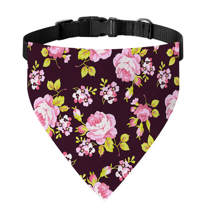 Vintage Pink Rose Floral Pattern Print Over The Collar Dog Bandana