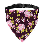 Vintage Pink Rose Floral Pattern Print Over The Collar Dog Bandana