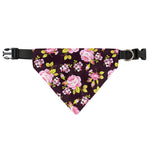 Vintage Pink Rose Floral Pattern Print Over The Collar Dog Bandana