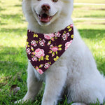 Vintage Pink Rose Floral Pattern Print Over The Collar Dog Bandana