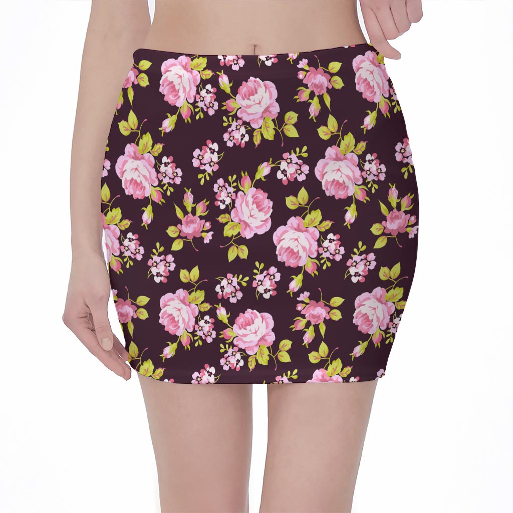 Pink rose outlet print pencil skirt