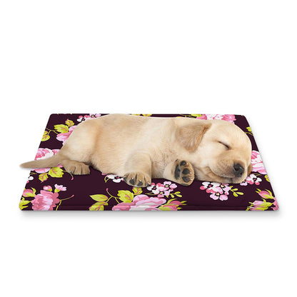 Vintage Pink Rose Floral Pattern Print Pet Cooling Mat Cover
