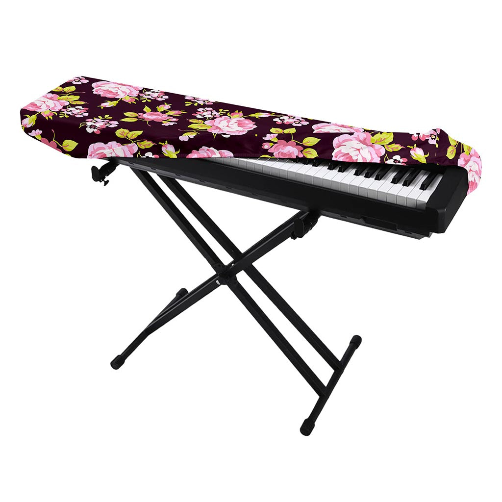 Vintage Pink Rose Floral Pattern Print Piano Keyboard Cover