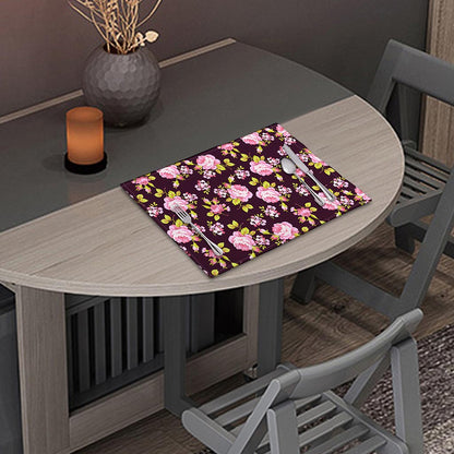 Vintage Pink Rose Floral Pattern Print Placemat