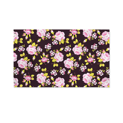 Vintage Pink Rose Floral Pattern Print Polyester Flag