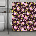 Vintage Pink Rose Floral Pattern Print Polyester Shower Curtain
