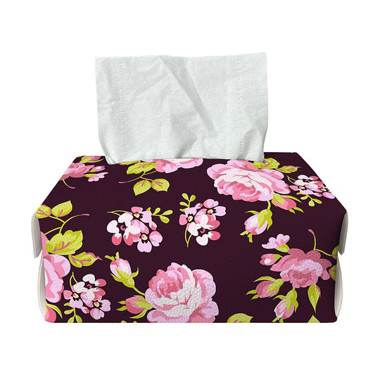 Vintage Pink Rose Floral Pattern Print Rectangle Tissue Box Cover