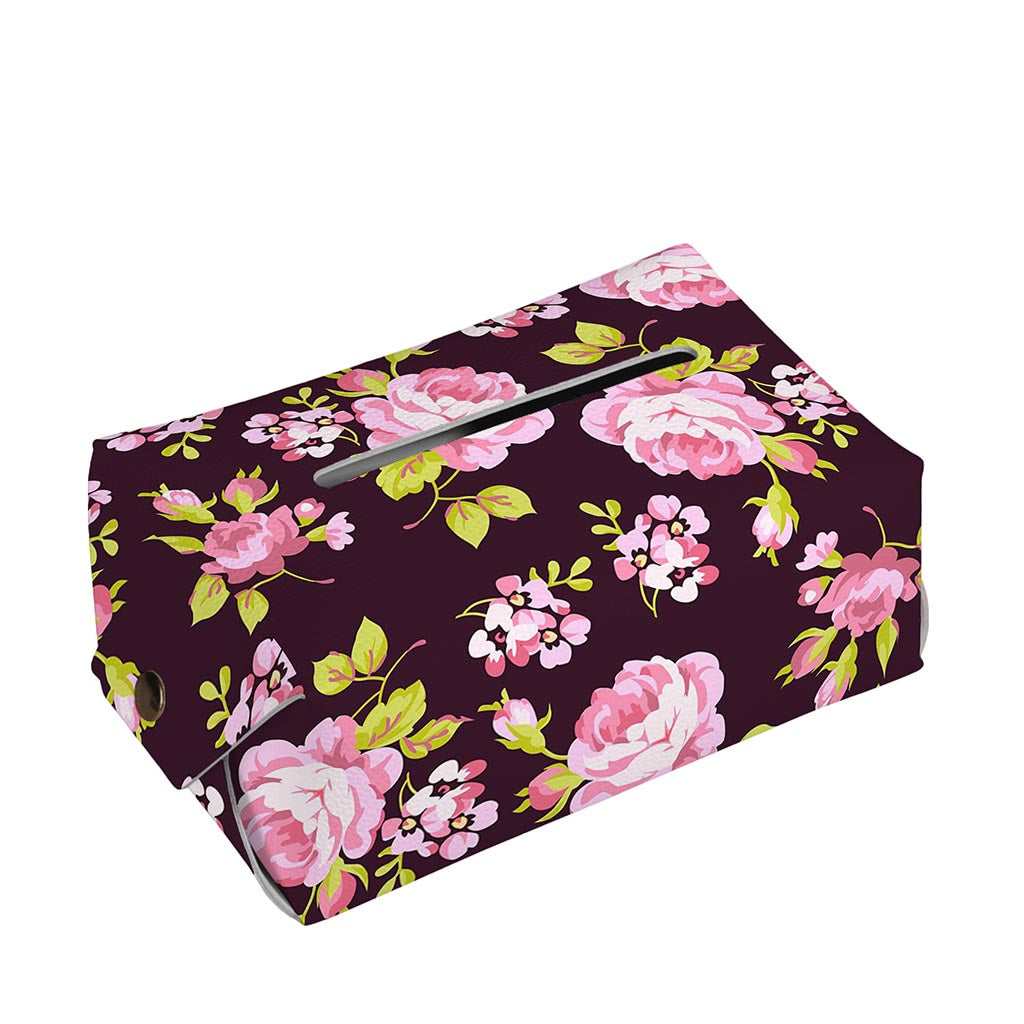 Vintage Pink Rose Floral Pattern Print Rectangle Tissue Box Cover
