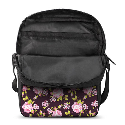 Vintage Pink Rose Floral Pattern Print Rectangular Crossbody Bag