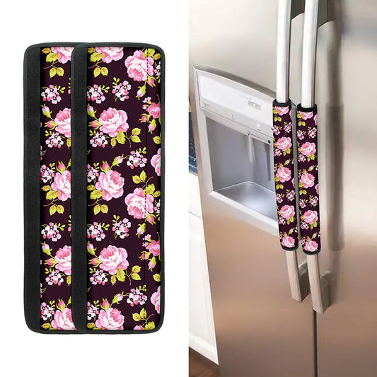 Vintage Pink Rose Floral Pattern Print Refrigerator Handle Covers
