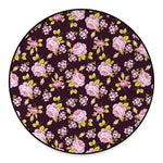 Vintage Pink Rose Floral Pattern Print Round Floor Mat