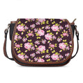 Vintage Pink Rose Floral Pattern Print Saddle Bag