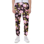 Vintage Pink Rose Floral Pattern Print Scuba Joggers