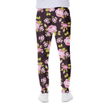 Vintage Pink Rose Floral Pattern Print Scuba Joggers