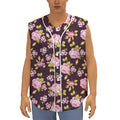 Vintage Pink Rose Floral Pattern Print Sleeveless Baseball Jersey