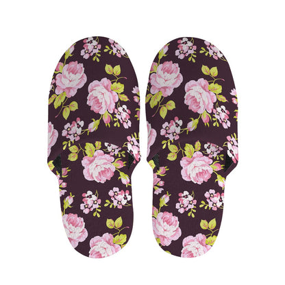 Vintage Pink Rose Floral Pattern Print Slippers