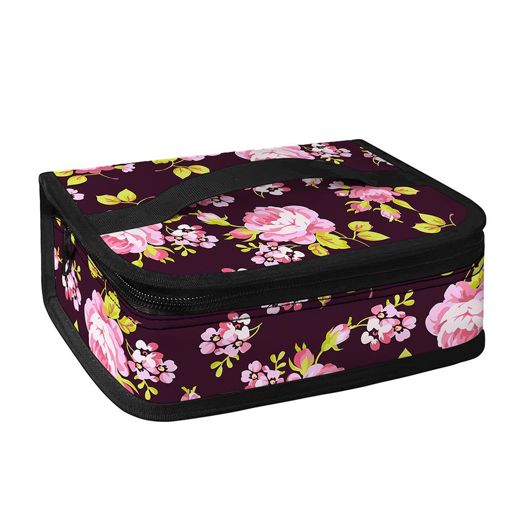 Vintage Pink Rose Floral Pattern Print Small Lunch Bag