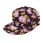 Vintage Pink Rose Floral Pattern Print Snapback Cap