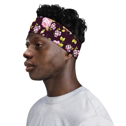 Vintage Pink Rose Floral Pattern Print Sports Headband