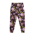 Vintage Pink Rose Floral Pattern Print Sweatpants
