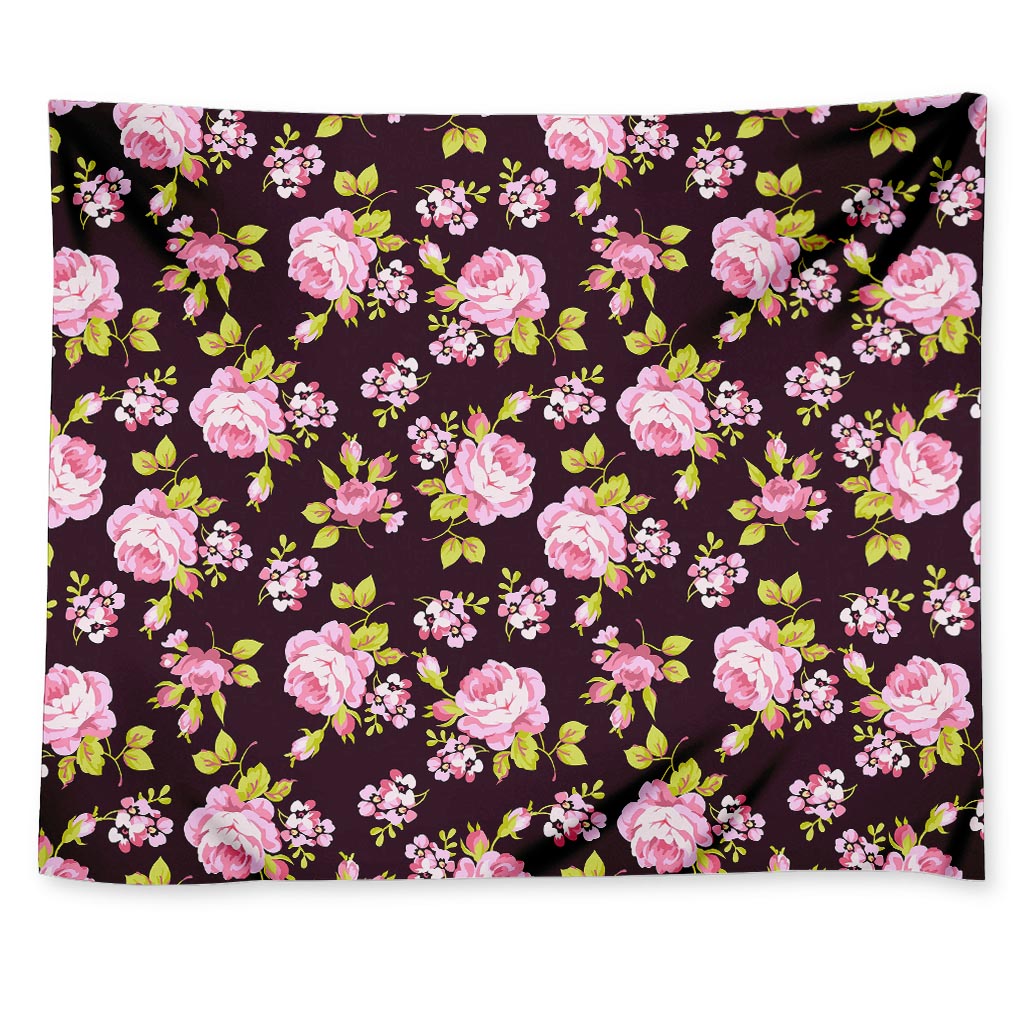 Vintage Pink Rose Floral Pattern Print Tapestry